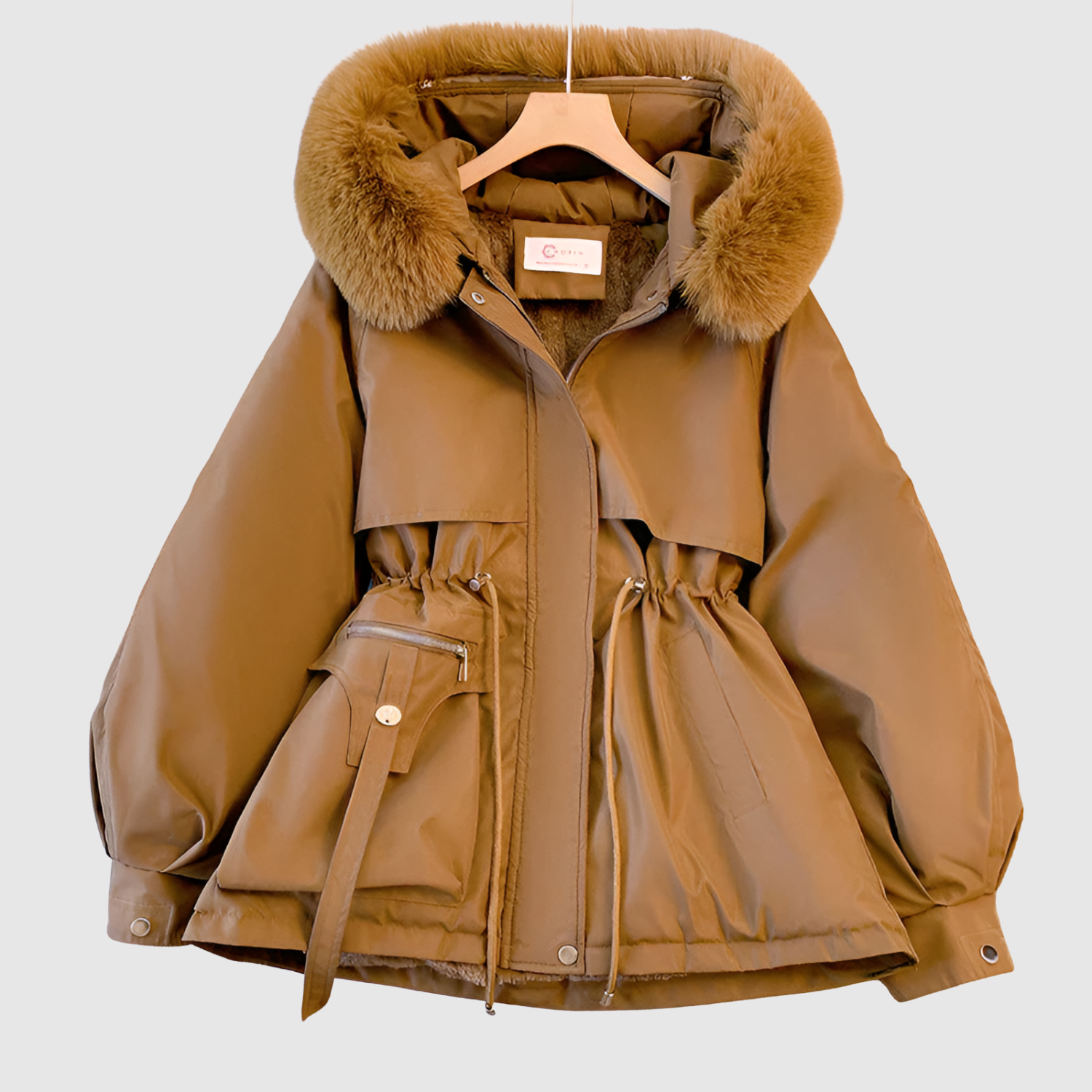 Jelena - Zimní park s kapucí z peří