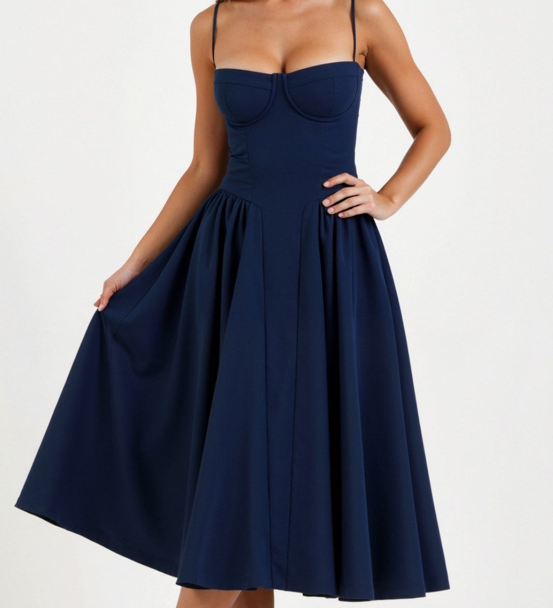 Odette Élégance | Midi šaty s korzetovým designem