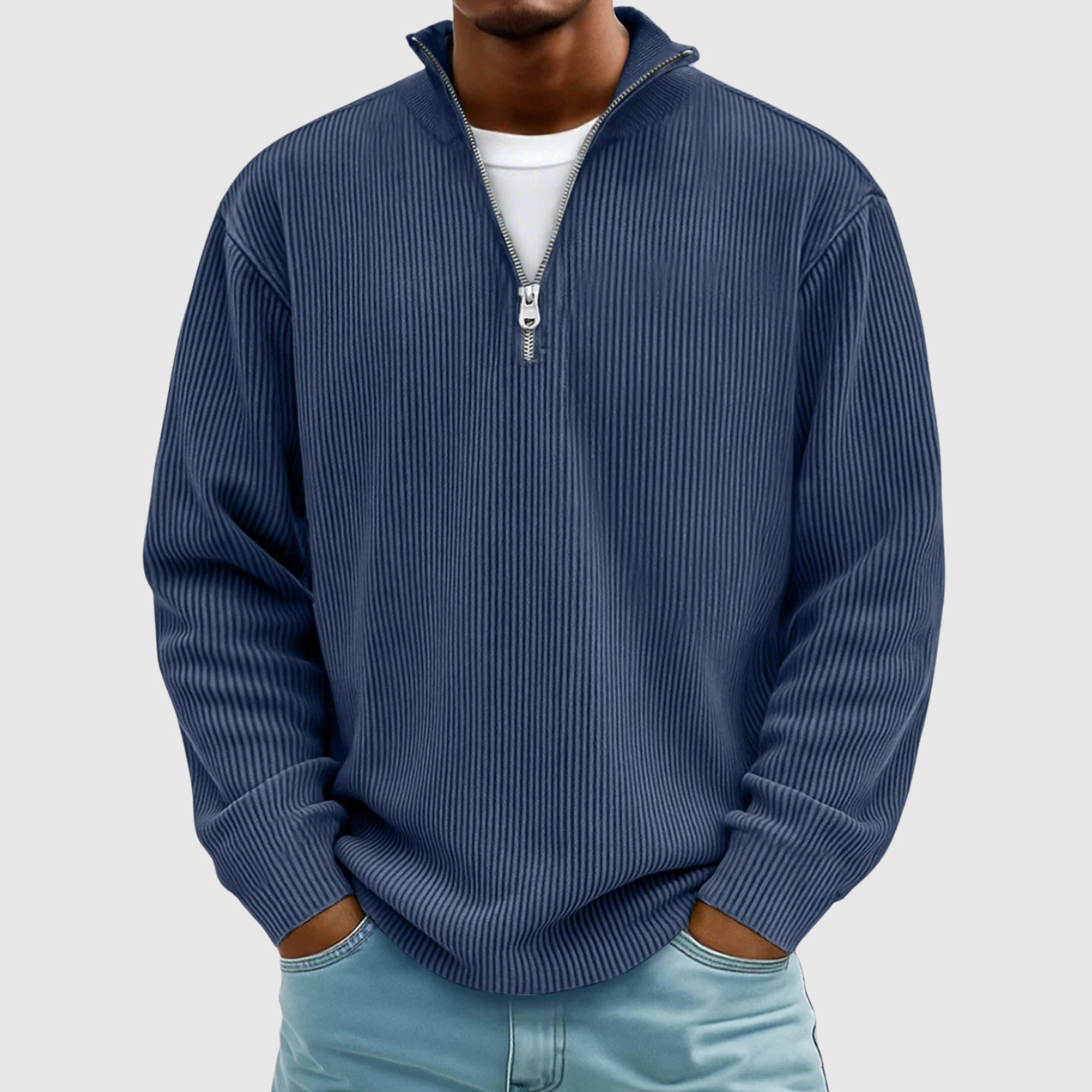 Daniel - Svetřík s zipem a semišovým vzhledem
