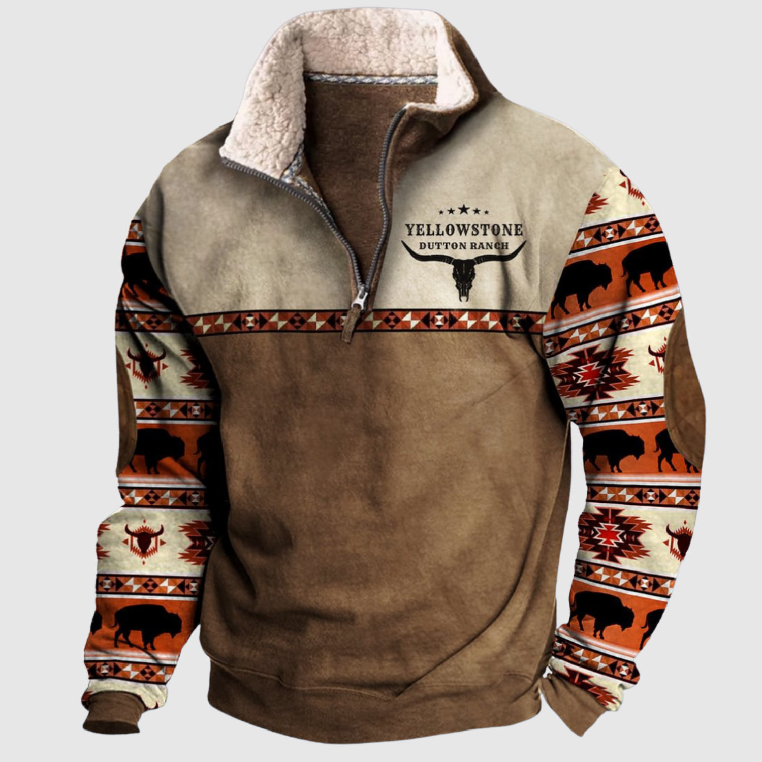 Daniel - Fleecová mikina s barevnými rukávy a krátkým zipem