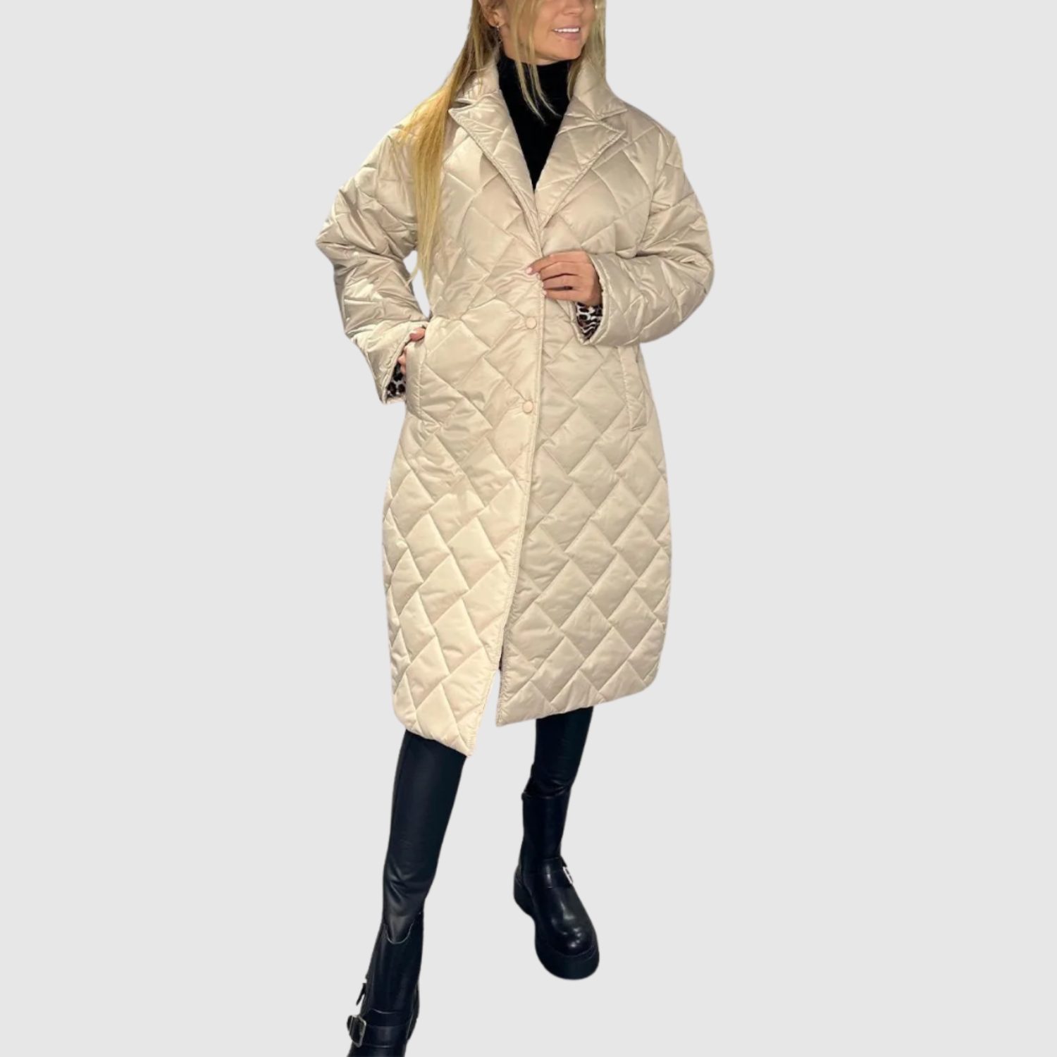 Jelena - Dvoubarevný prošívaný kabát