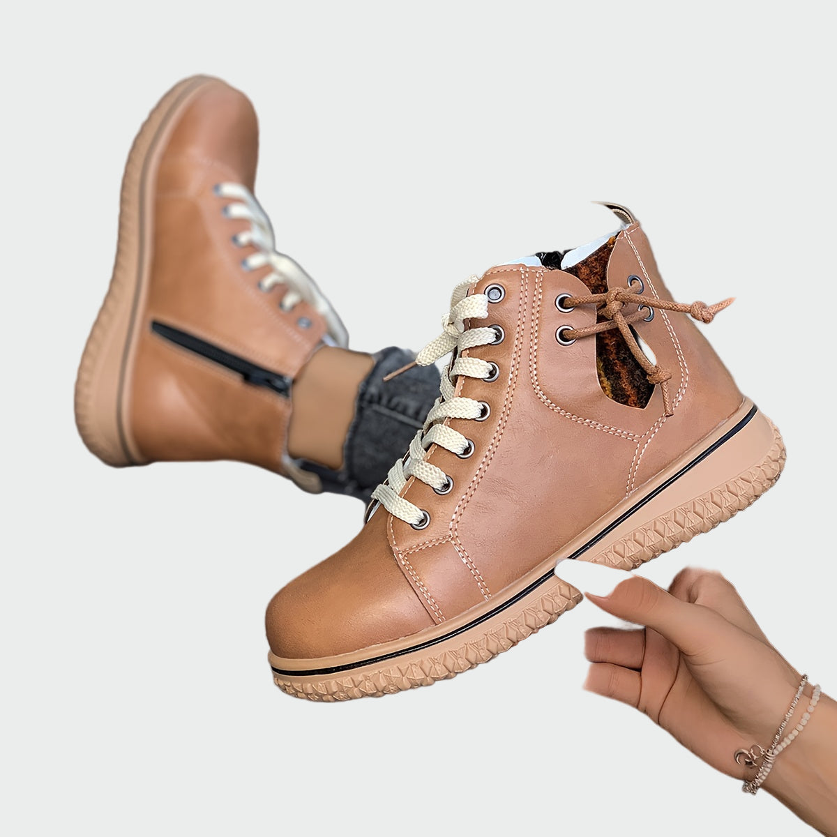 Nízké kotníkové ortopedické kožené boty