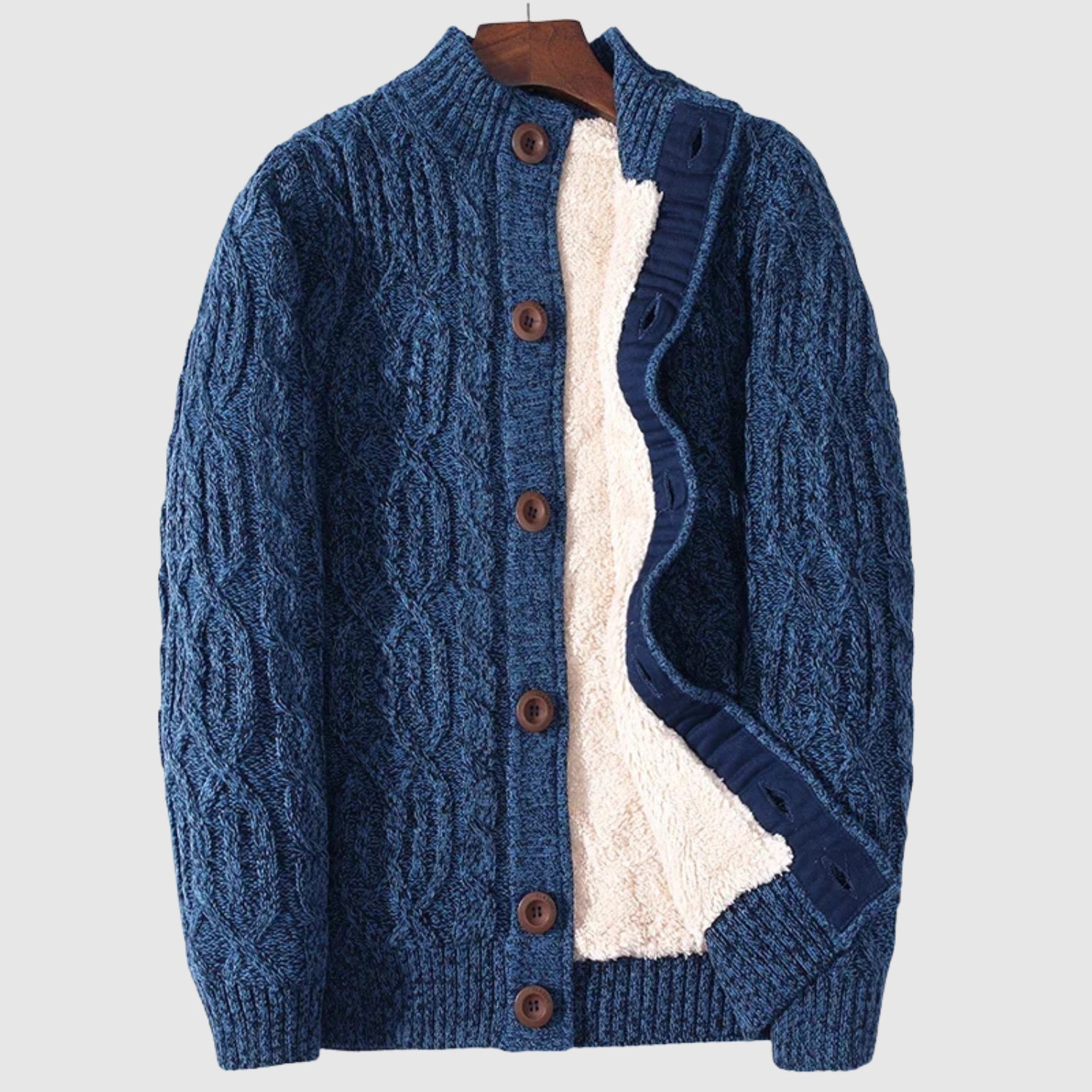 Šimon – Pletený kardigan s knoflíky a podšívkou" can be rewritten as:

"Šimon – Pletený kardigan s knoflíky a podšívkou