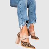 Teodora - Sandály s leopardím vzorem a širokým podpatkem