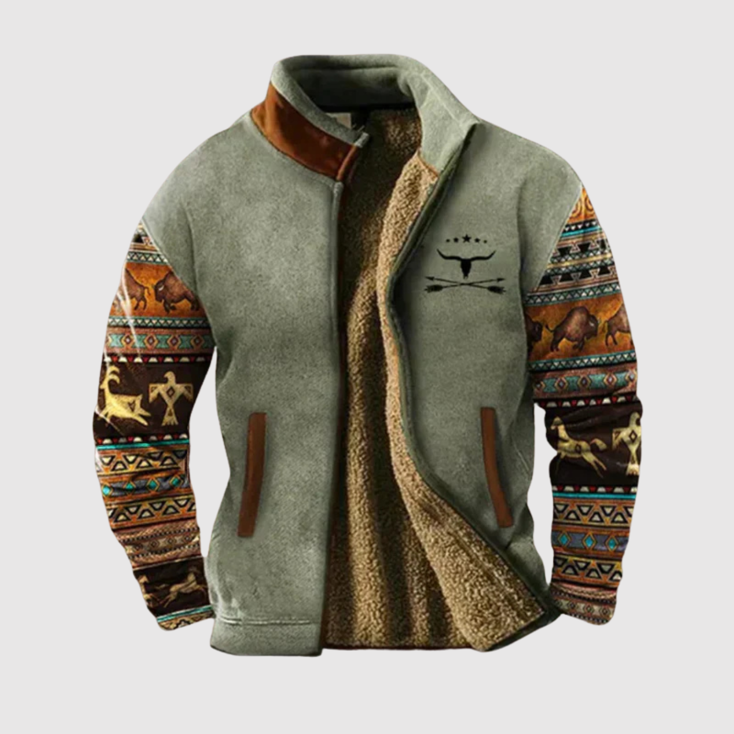 Marek - Sherpa Jacket with Ethnic Details