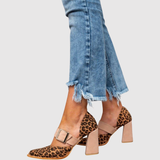 Teodora - Sandály s leopardím vzorem a širokým podpatkem