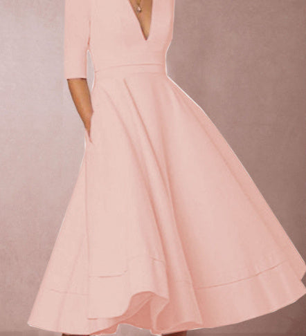 Laura | Midi šaty pro ženy s A-linií a V výstřihem