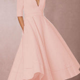 Laura | Dámské Midi Šaty A-Linie s Hlubokým V Výstřihem