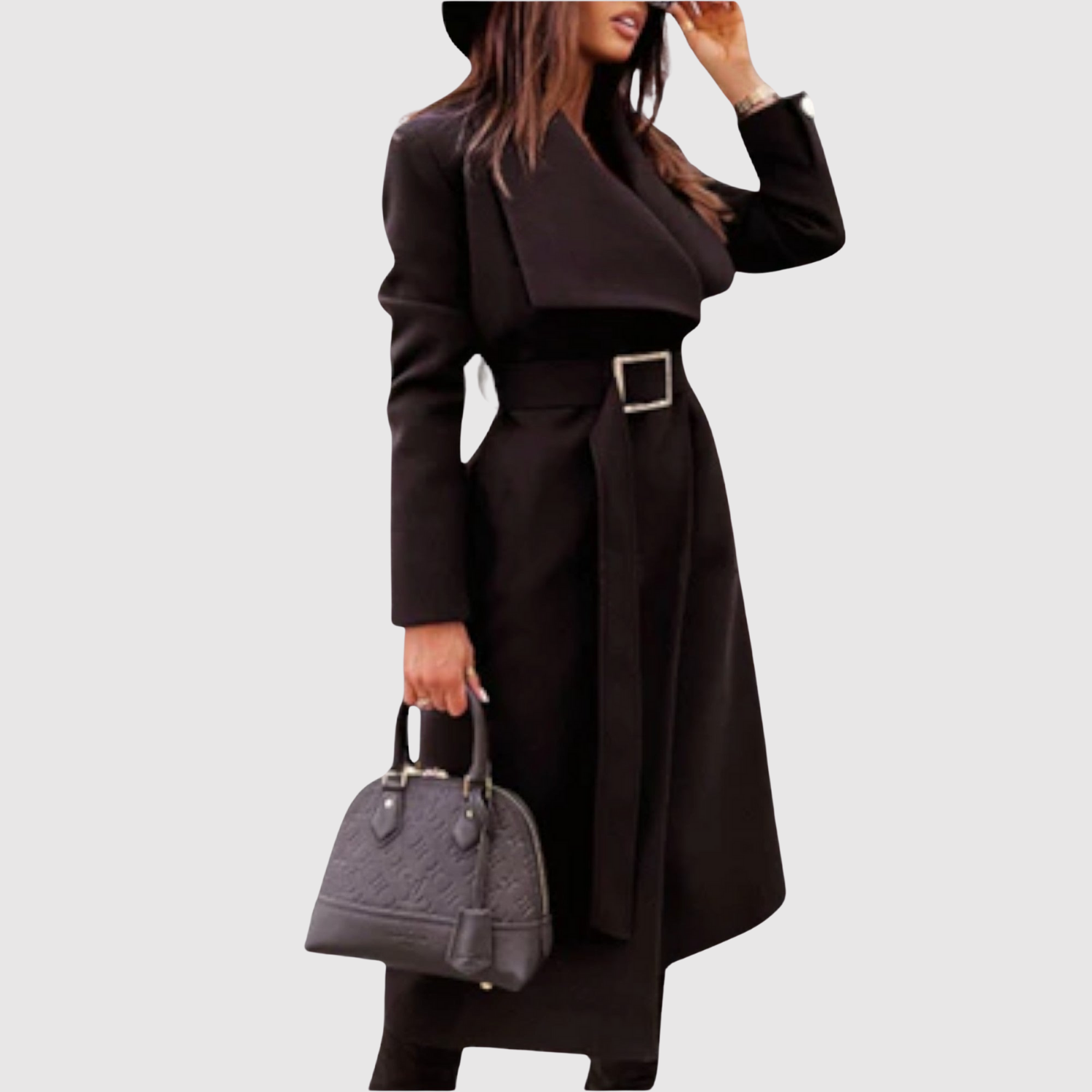 Jelena – Klasický vlněný kabát s páskem a límcem