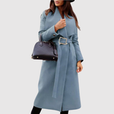 Jelena – Klasický vlněný kabát s páskem a límcem