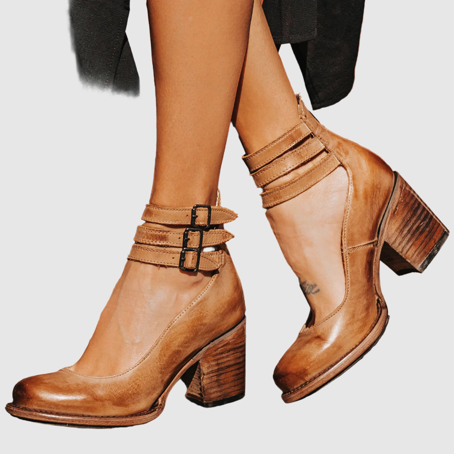 Teodora - Retro boty s dvojitým páskem