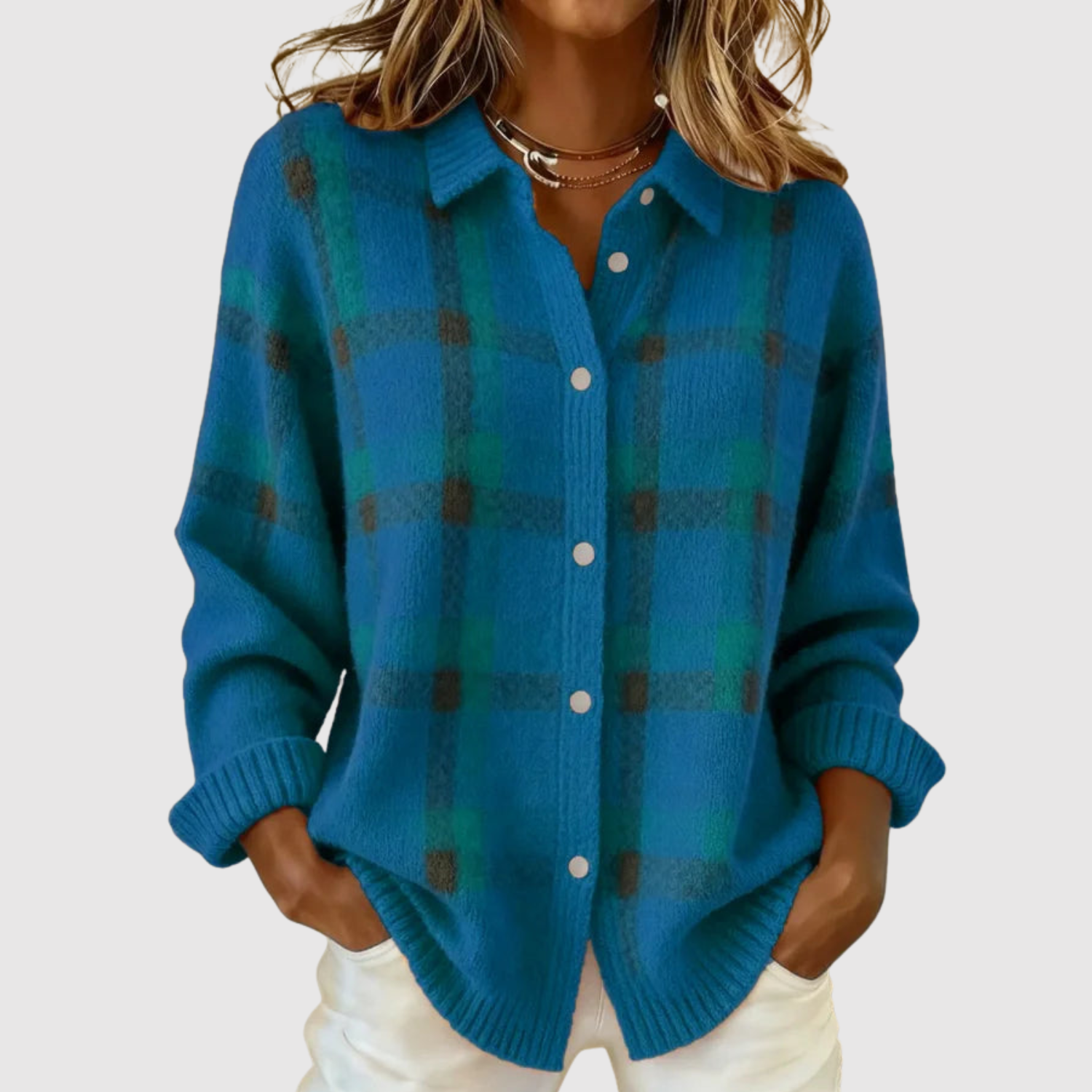 Nora – Retro svetr s kontrastními čtvercovými vzory