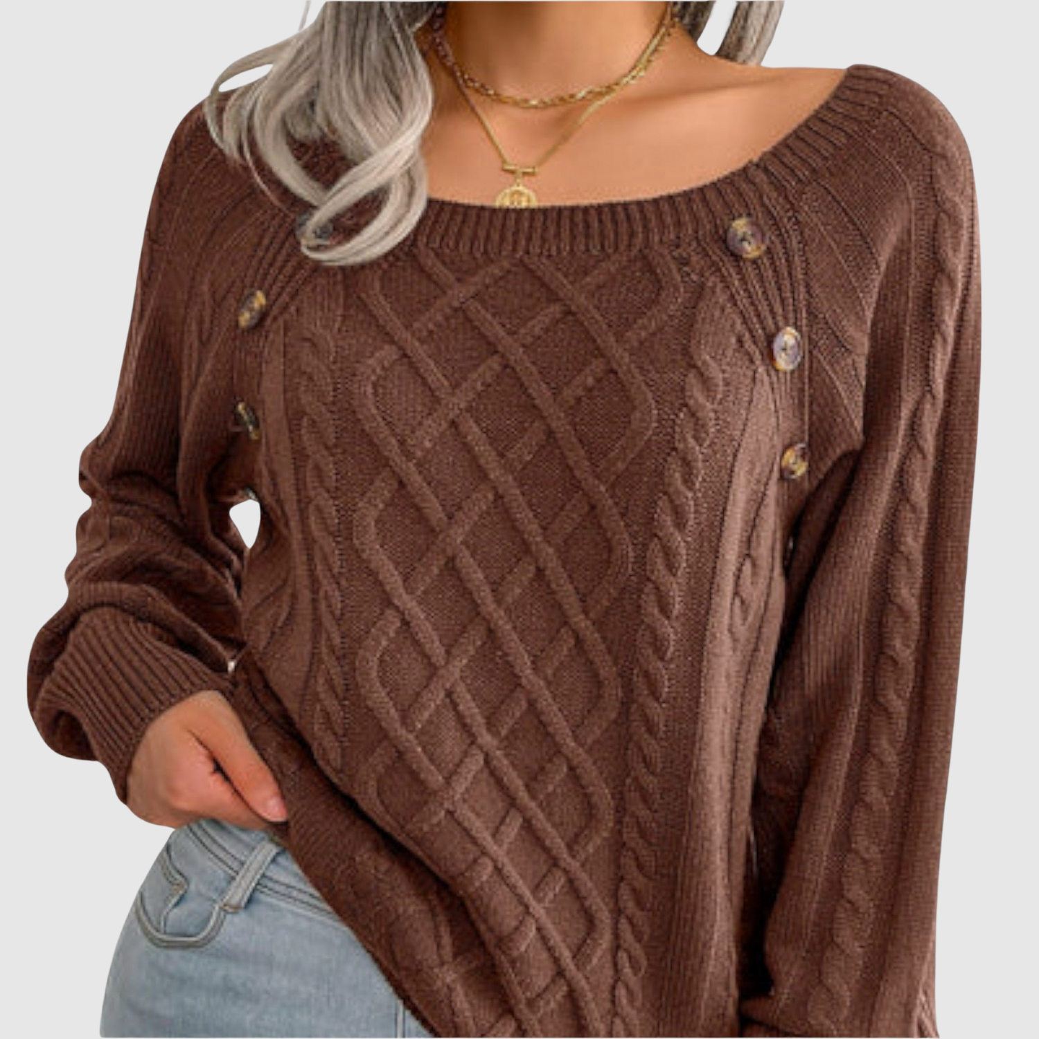 Nora – Svetr s Dekorativními Knoflíky