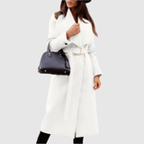 Jelena – Klasický vlněný kabát s páskem a límcem