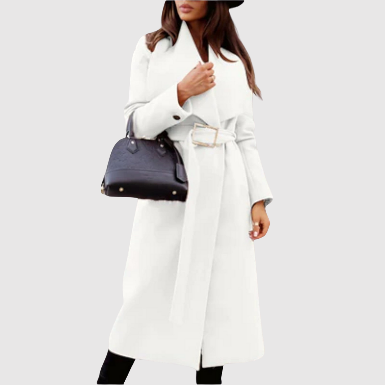 Jelena – Klasický vlněný kabát s páskem a límcem