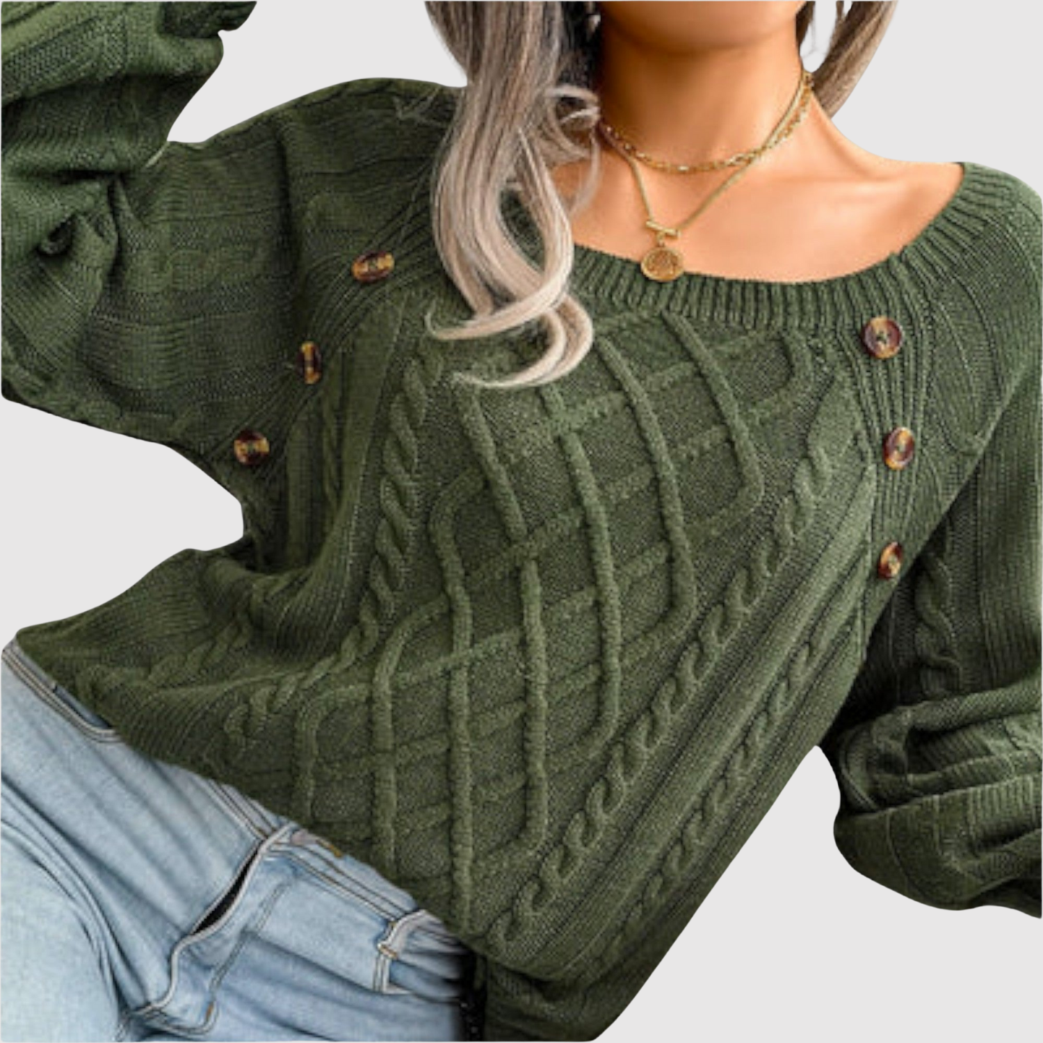 Nora – Svetr s Dekorativními Knoflíky