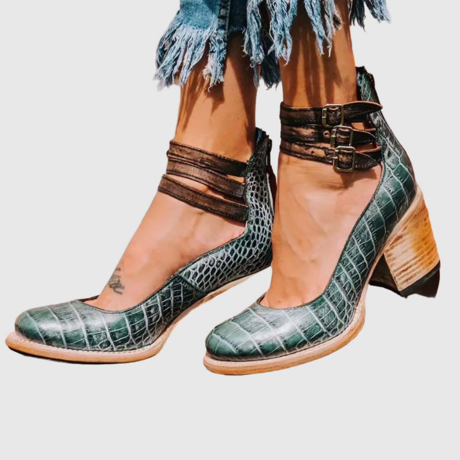 Teodora - Retro boty s dvojitým páskem