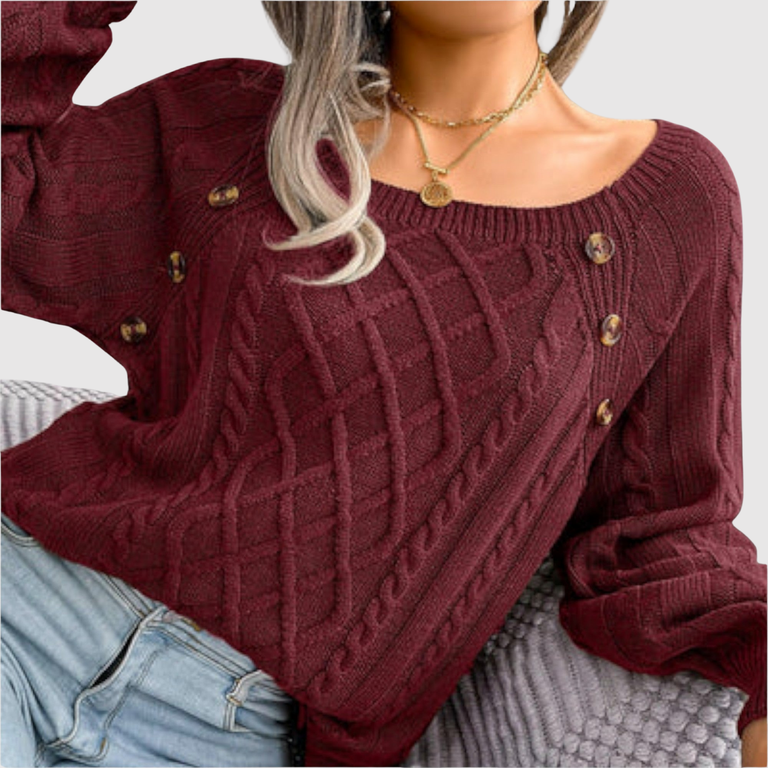 Nora – Svetr s Dekorativními Knoflíky