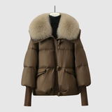 Jelena – Krátká péřová bunda s páskem