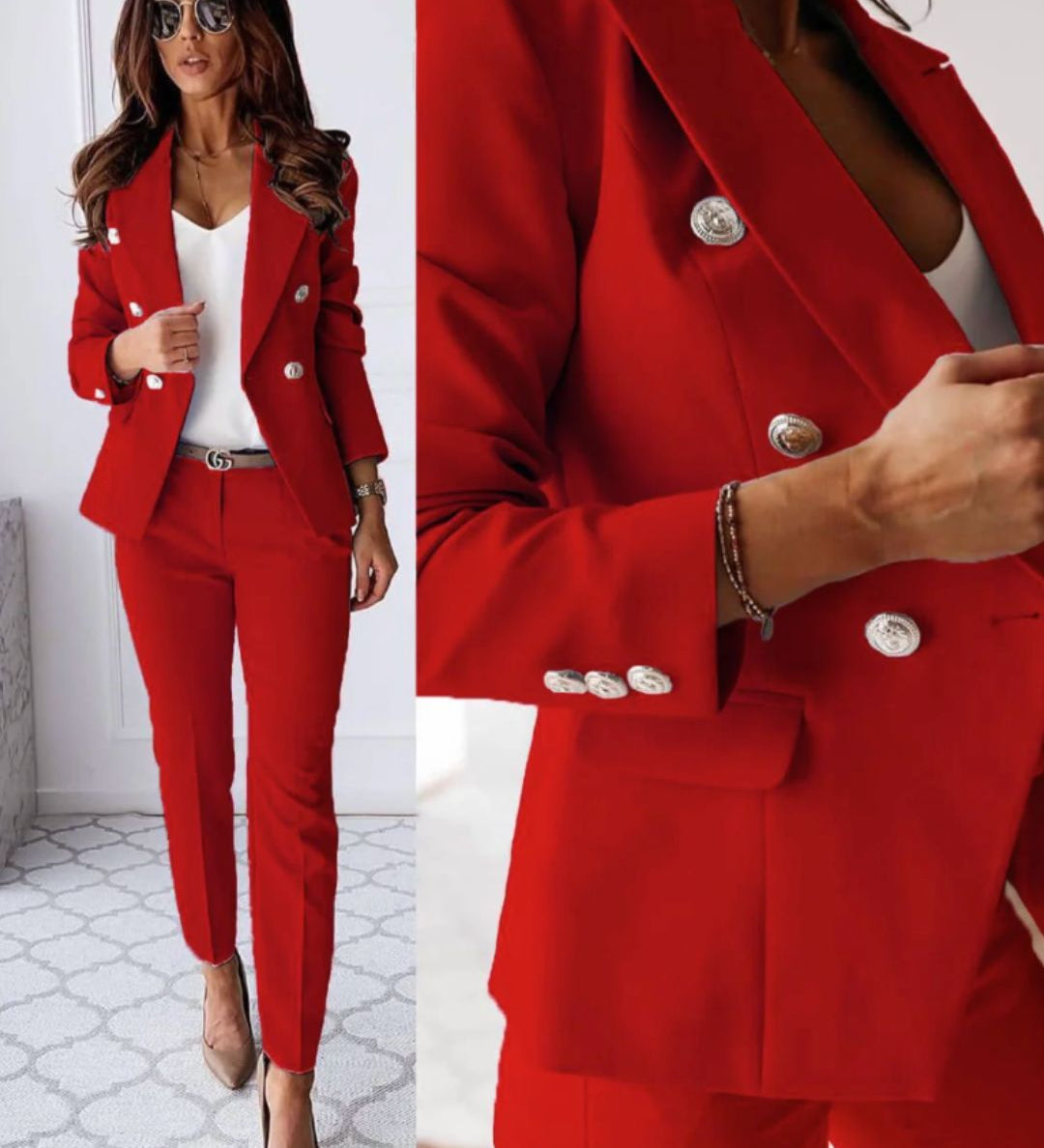 Maria | Elegantní dámský oblek s dvojitým zapínáním a těsným střihem
