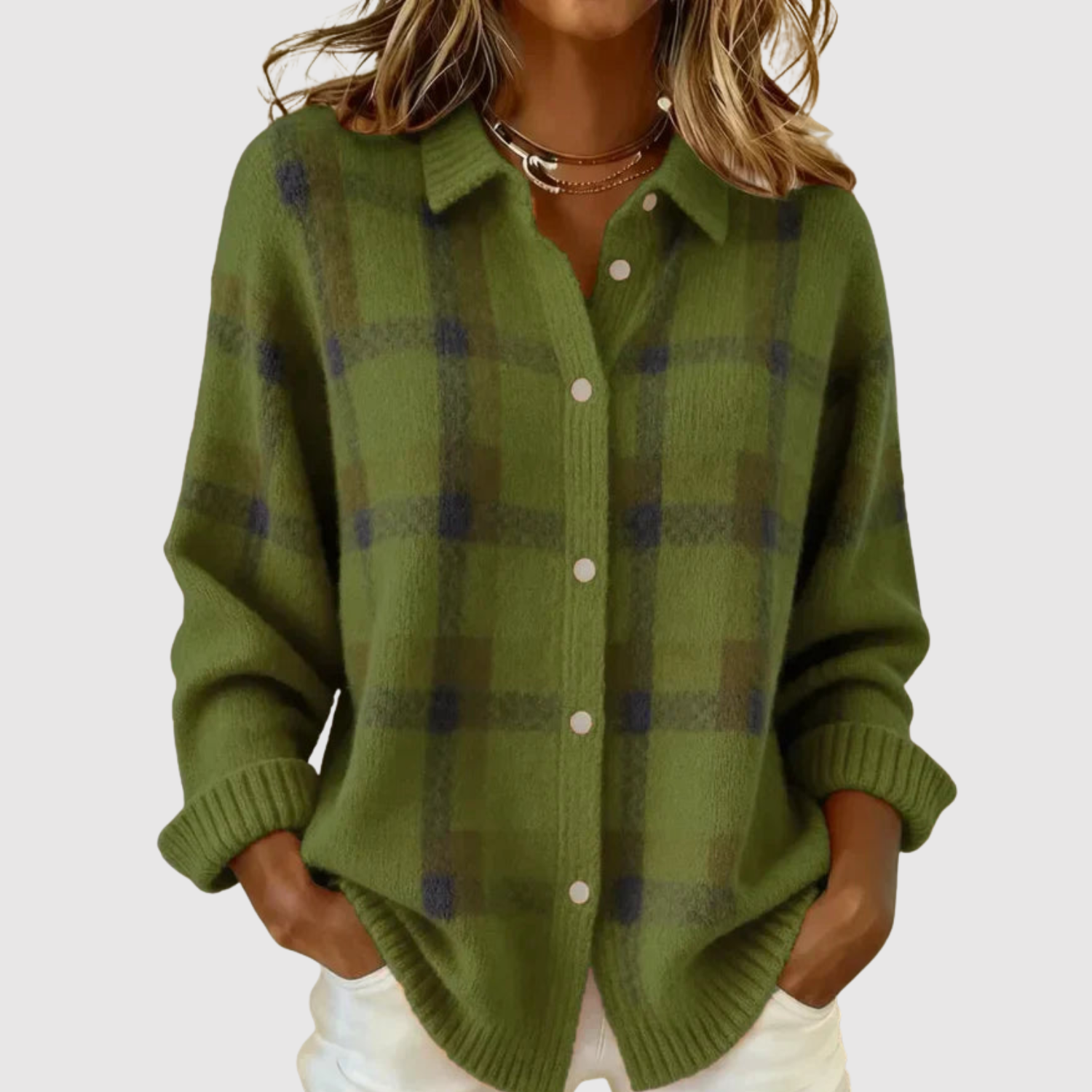 Nora – Retro svetr s kontrastními čtvercovými vzory