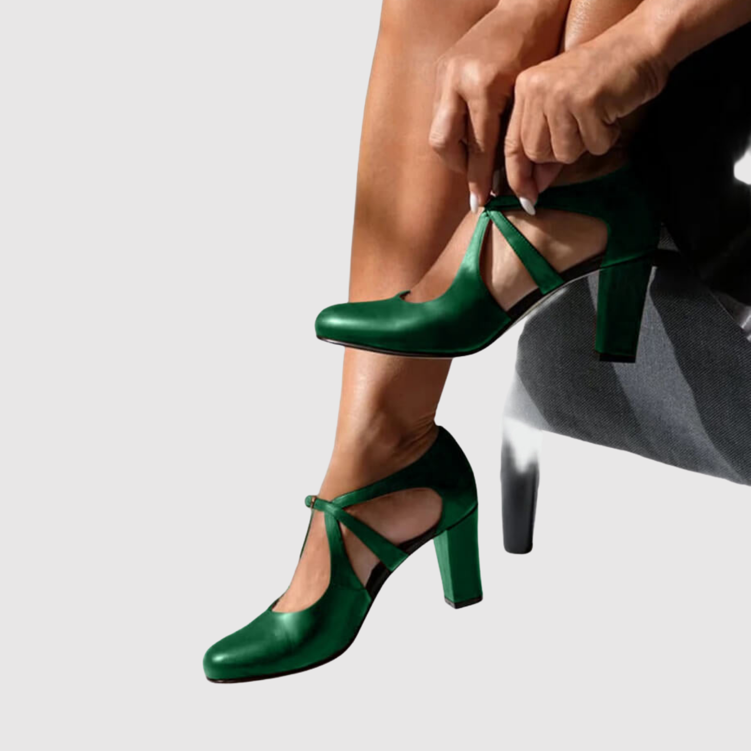 Teodora - T-Páskové Podpatky se Stabilním Podpatkem