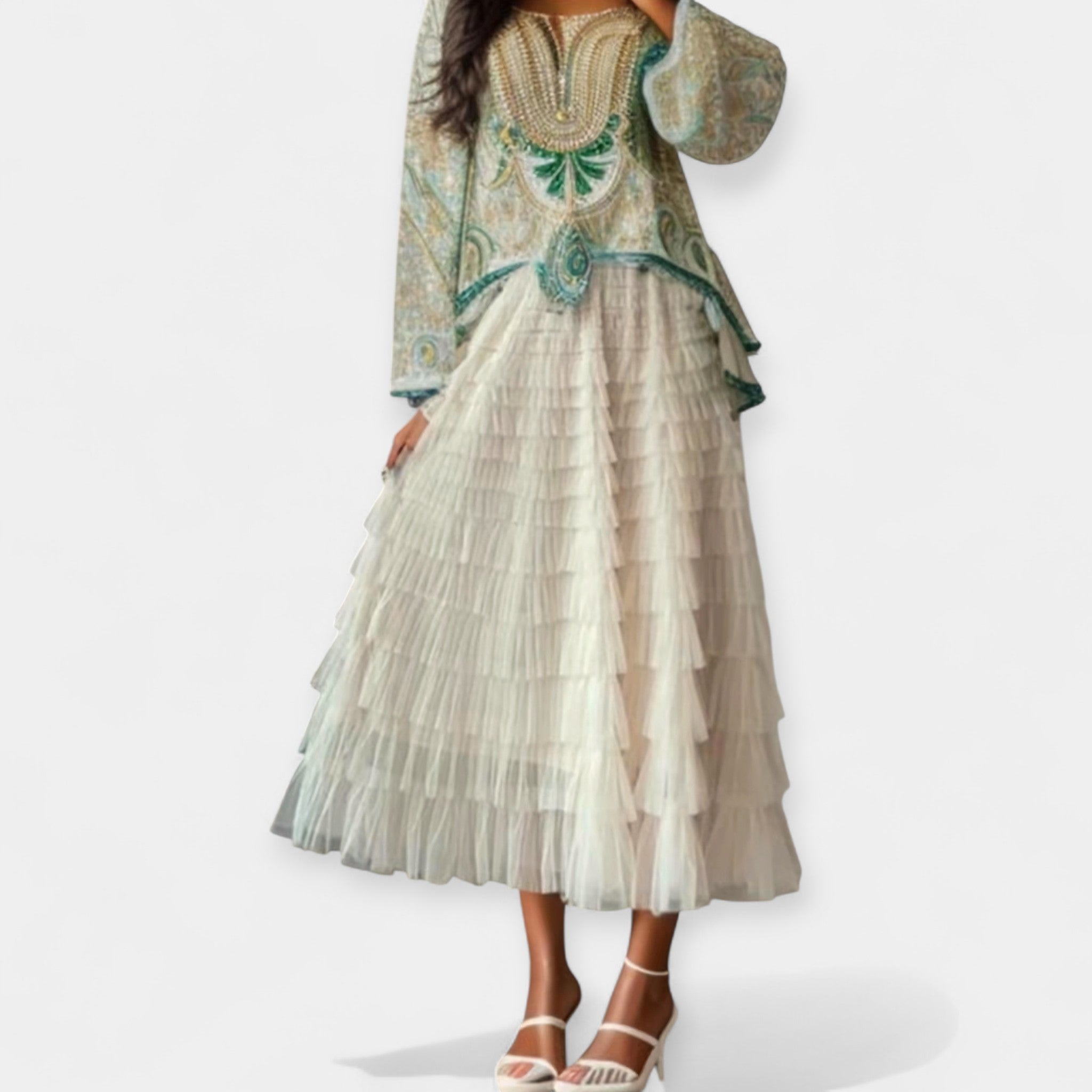 Elegantní sukně s tylovým dekoračním detailem