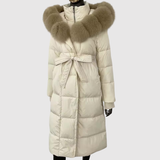 Jelena - Elegantní dlouhá zimní bunda s kožešinovou kapucí