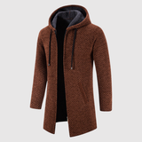 "Marek - Dlouhý pletený svetr s kapucí" can be rewritten as "Marek - Dlouhý pletený svetr s kapucí pro pohodlný styl".