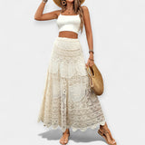 Lace-Trimmed Midi Skirt