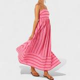 Isabel - Dlouhé pruhované šaty s elegantním designem
