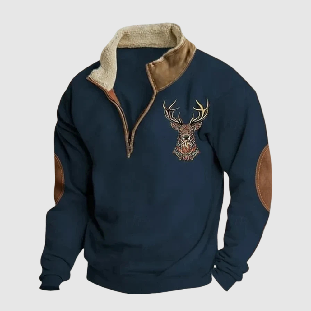 Daniel - Pánská mikina s jelením motivem a hřejivým fleecem