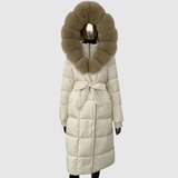 Jelena - Elegantní dlouhá zimní bunda s kožešinovou kapucí