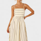 Isabel - Dlouhé pruhované šaty s elegantním designem