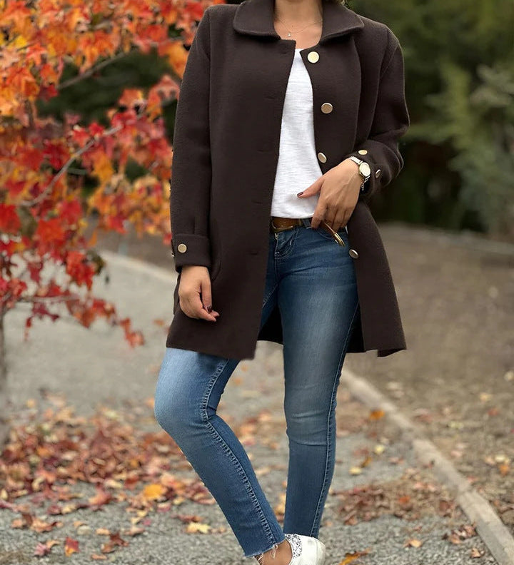 MOANA | Oversized Klasický Kabát s Knoflíkem