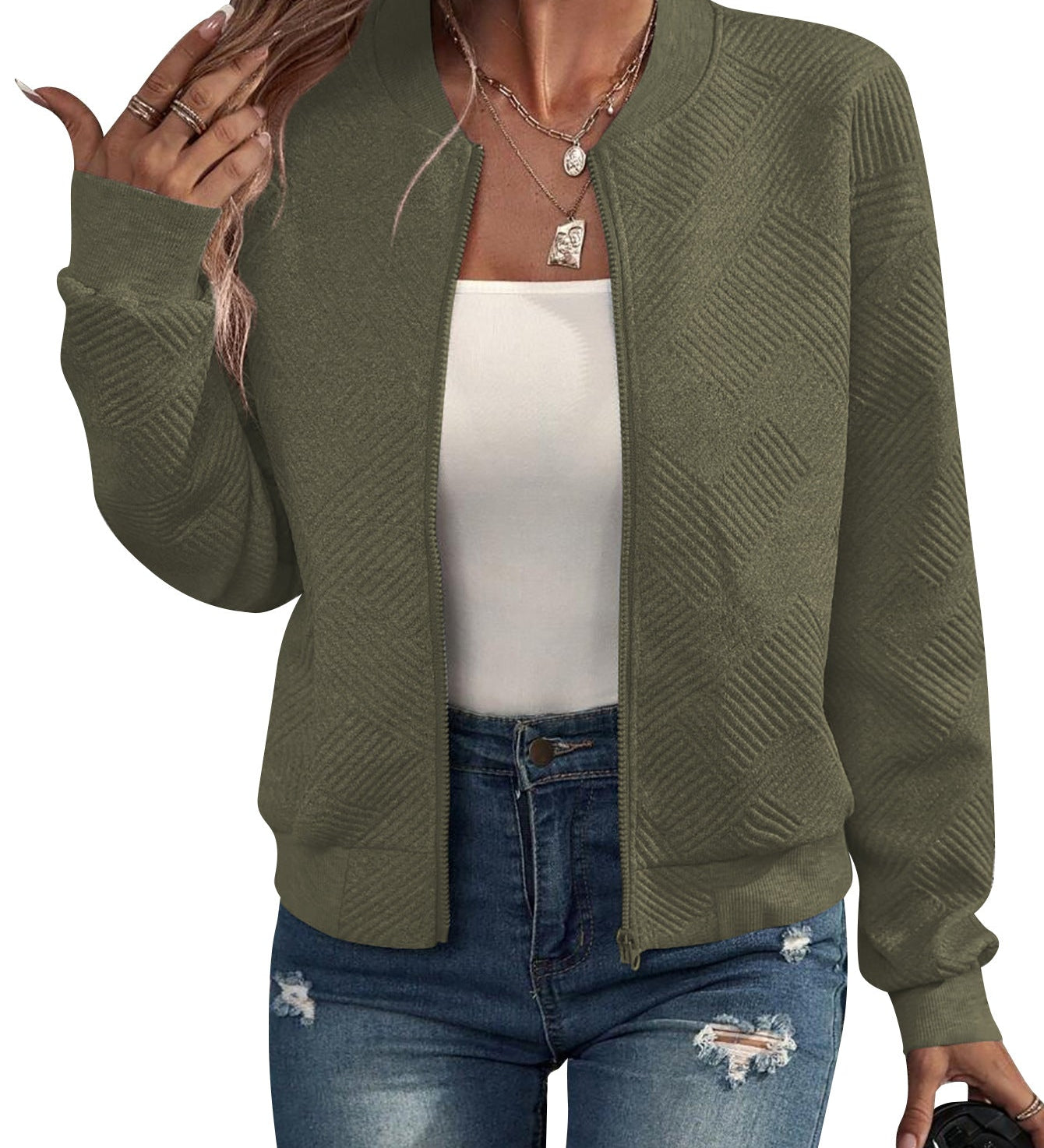 Dora – Strukturovaná bomber bunda se zapínáním