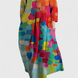 Anne | Elegantní šaty s V výstřihem a barevným potiskem