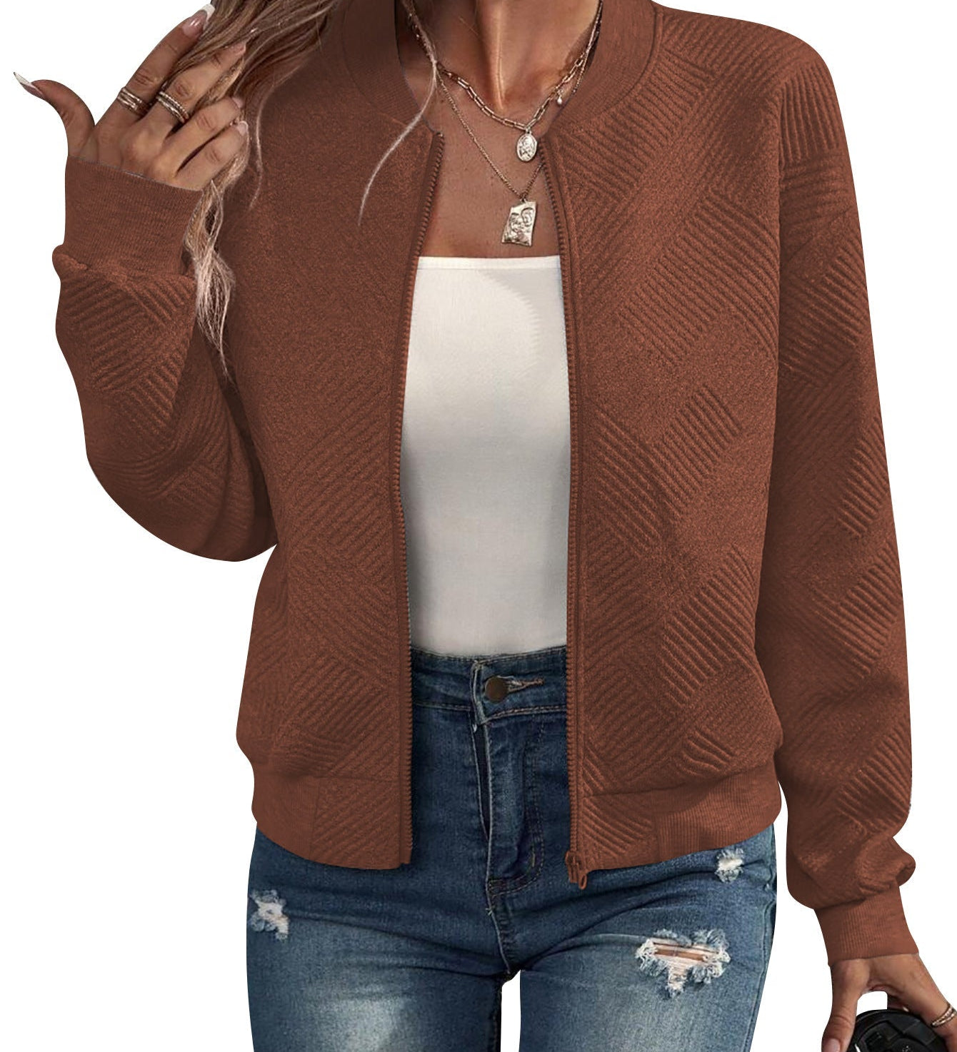 Dora – Strukturovaná bomber bunda se zapínáním