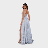 Florencia - Dlouhé bohémské šaty s rozparkem a volánkovými detaily.