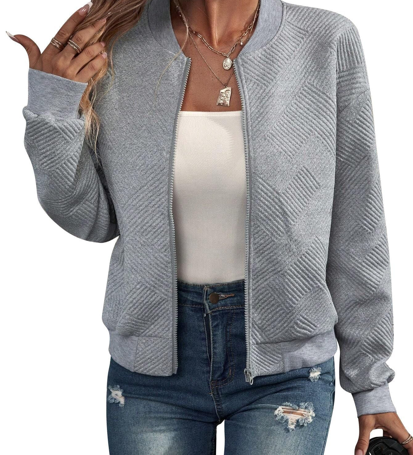 Dora – Strukturovaná bomber bunda se zapínáním