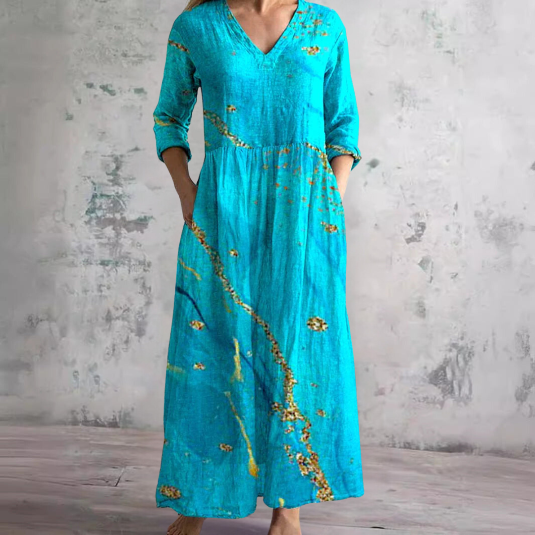 Dora | Dámské letní šaty s V výstřihem a květinovým potiskem