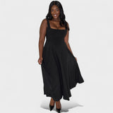 Maribel - Midi šaty s hranatým výstřihem