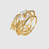 Valérie – Zlatý prsten s perlou a originálním designem