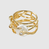 Valérie – Zlatý prsten s perlou a originálním designem