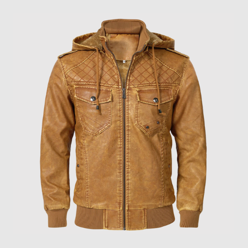 Dorian – Elegantní kožená bunda s odnímatelnou kapucí