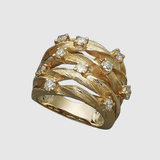 Valérie – Elegantní zlatý prsten s krystaly a unikátním vícerozměrným designem