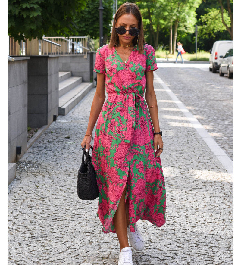 Amelie – Midi Šaty s Květinovým Motivem, Nastavitelný a Pohodlný Design