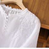 Kissina | Vyšívaná blůza z bavlny a lnu