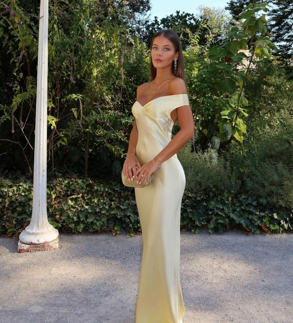 Bárbara | Maxi šaty z hedvábného saténu s otevřeným zadním dílem