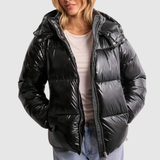 Jelena – Lesklá zimní péřová bunda